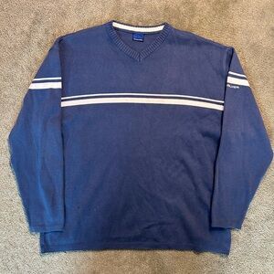 Vintage Y2K Quiksilver Ribbed Blue Sweater Surf Men’s Large Pullover Striped 90s